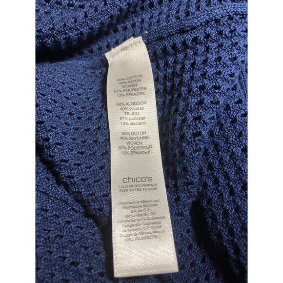 Zenergy by Chico's Women's Navy Open Knit Zip Athleisure Jacket Size 1 M (8-10) - Picture 10 of 10